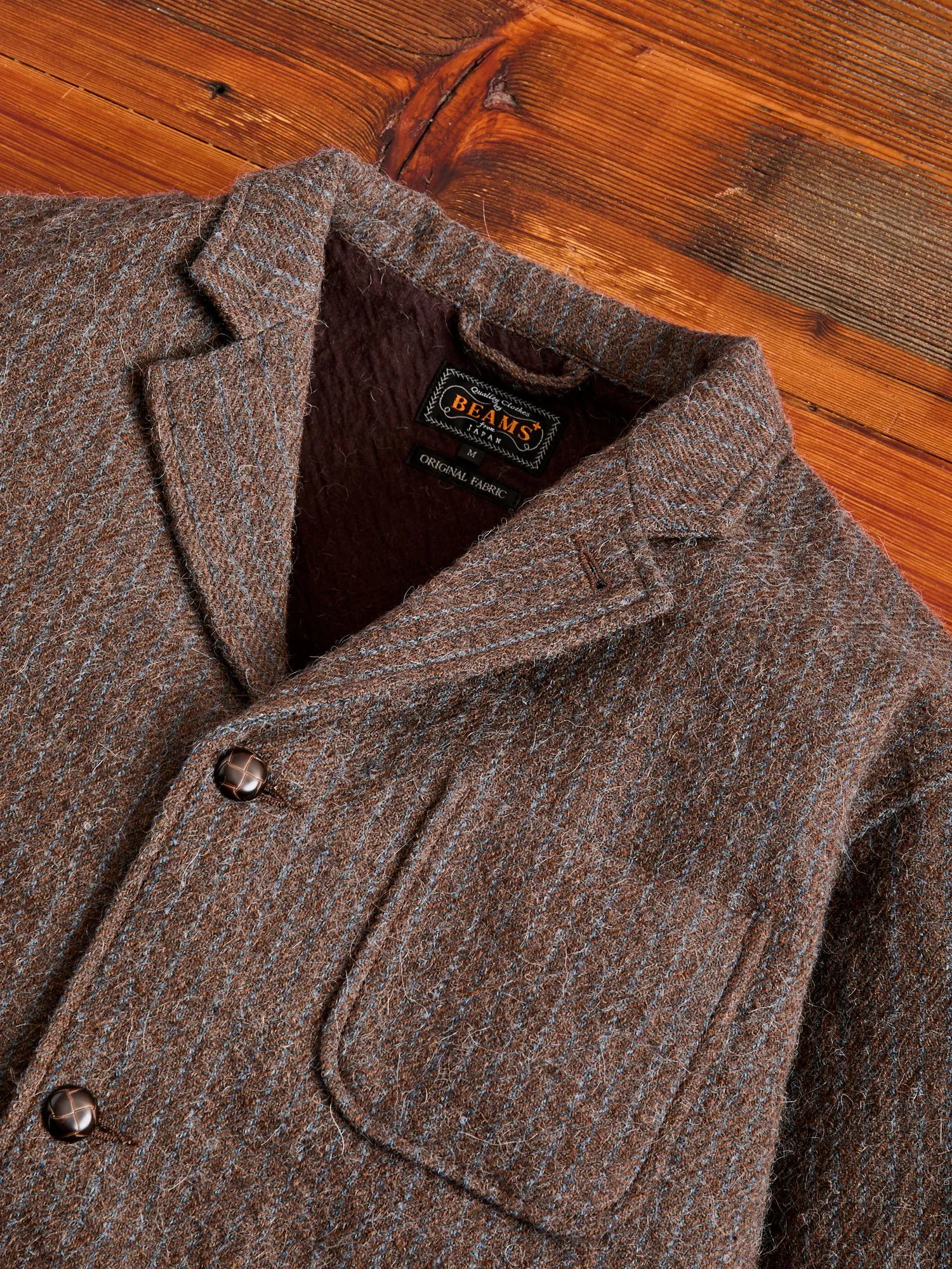 4B Cuffs Alpaca Tweed Jacket in Brown Stripe