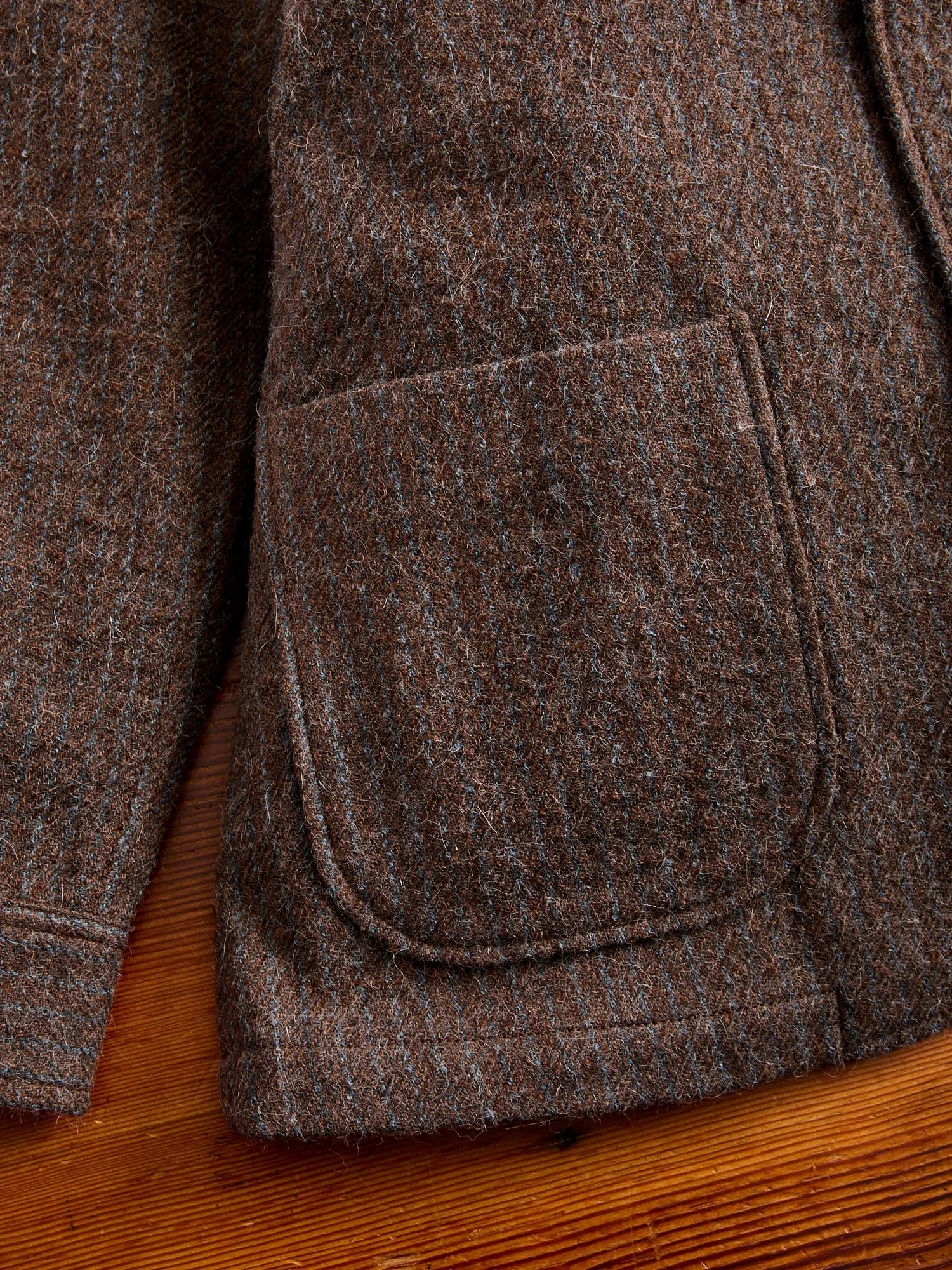 4B Cuffs Alpaca Tweed Jacket in Brown Stripe