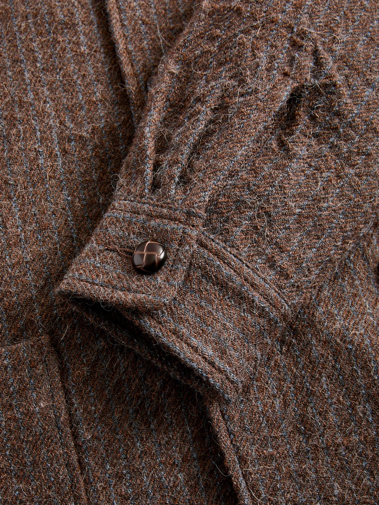 4B Cuffs Alpaca Tweed Jacket in Brown Stripe