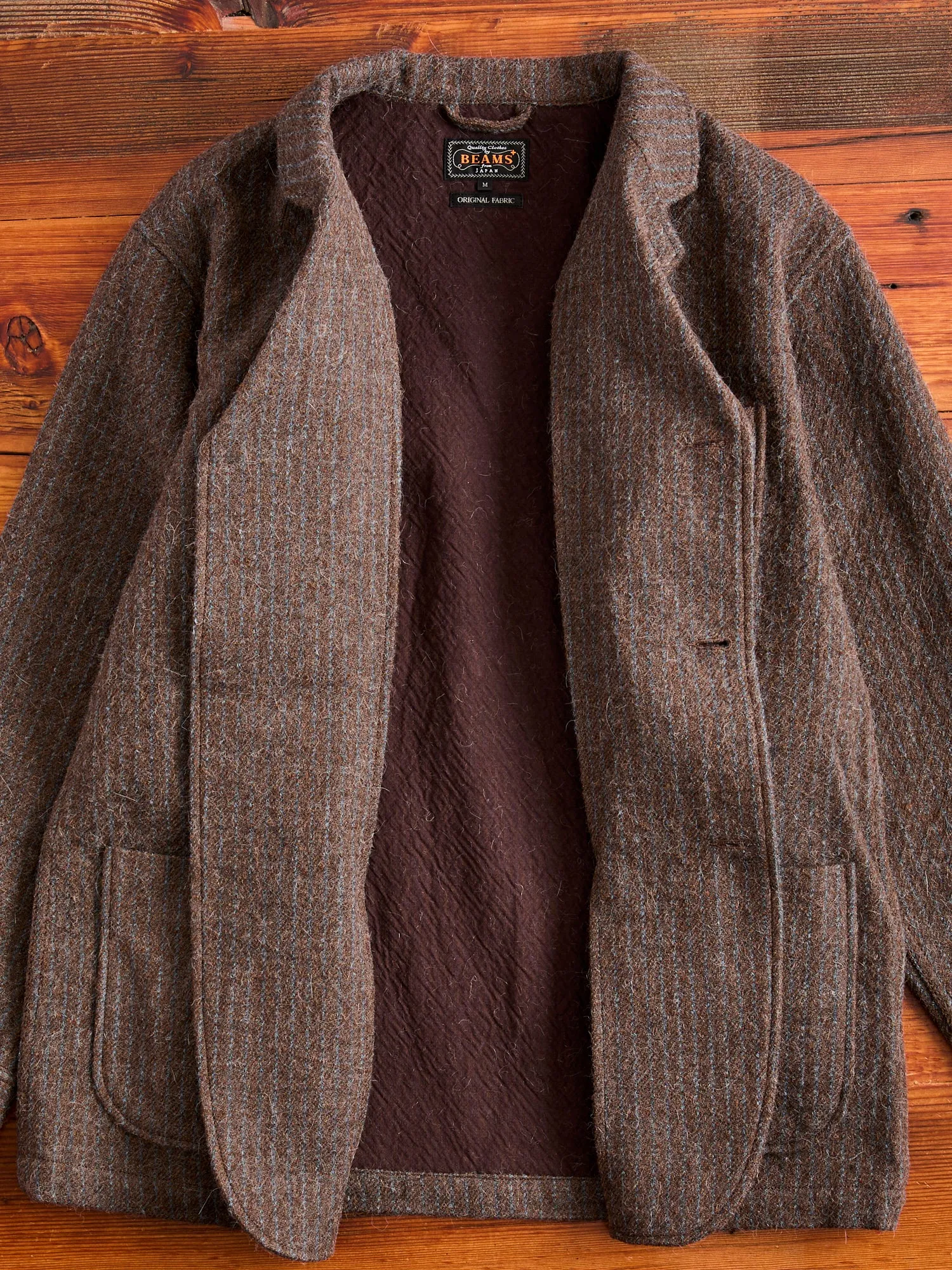 4B Cuffs Alpaca Tweed Jacket in Brown Stripe