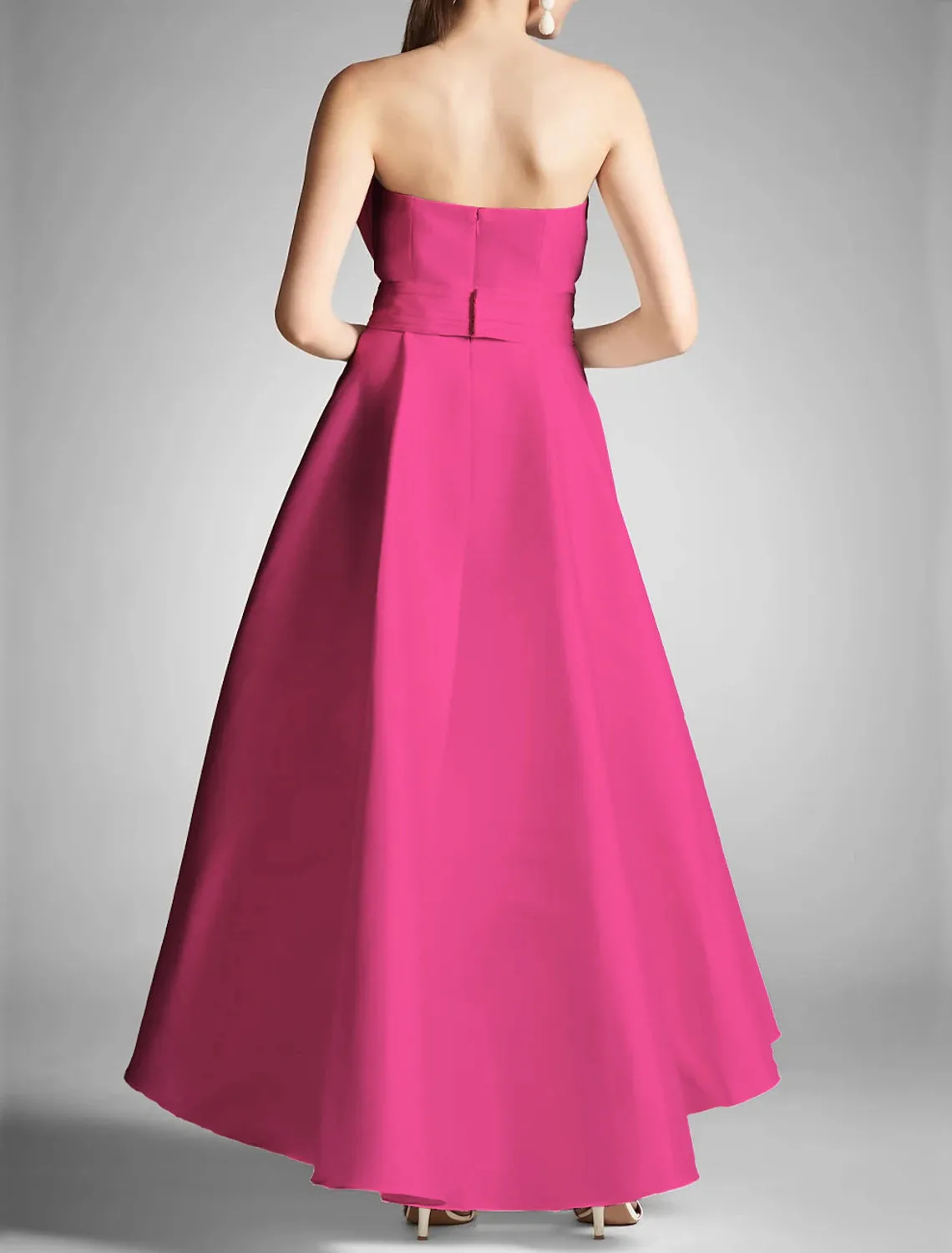 A-Line Prom Dresses Elegant Dress Formal Prom Asymmetrical Sleeveless Strapless Taffeta with Ruched