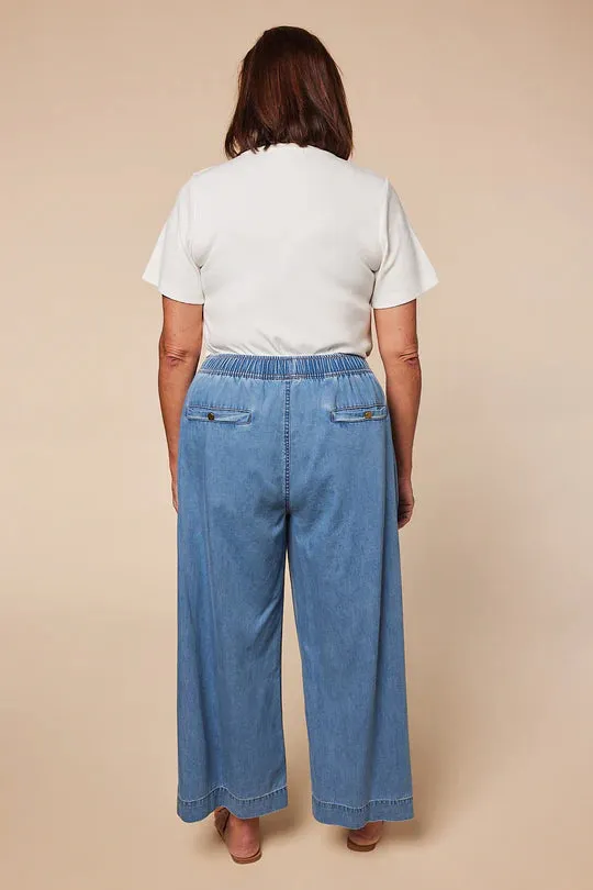 ADRIFT BREEZY CHAMBRAY CROPPED PANT