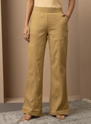 Akiya Golden Cotton Linen Relaxed Fit Pants for Women