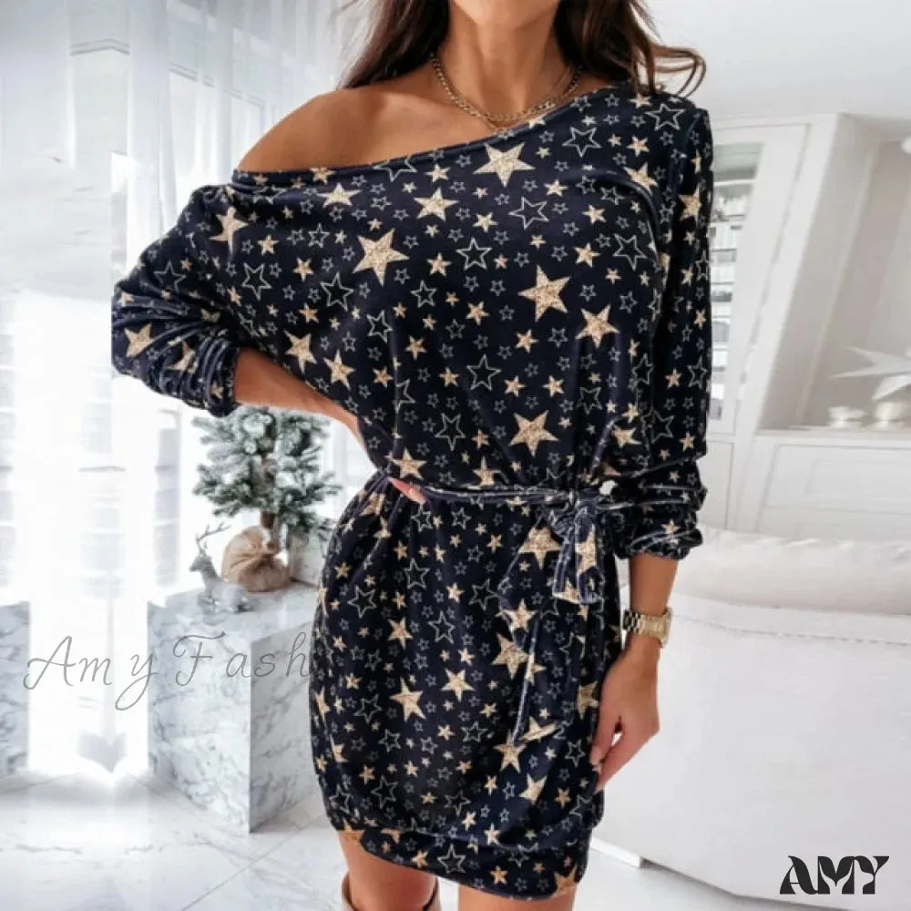 Amy Fashion - Elegant Puff Shoulder Long Sleeve Dresses