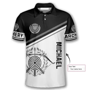 Archery Emblem Black White Version Custom Archery Shirts for Men, Best Gift for Archery Lover