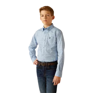 Ariat Kid's Boys Rowan Print Light Blue Shirt