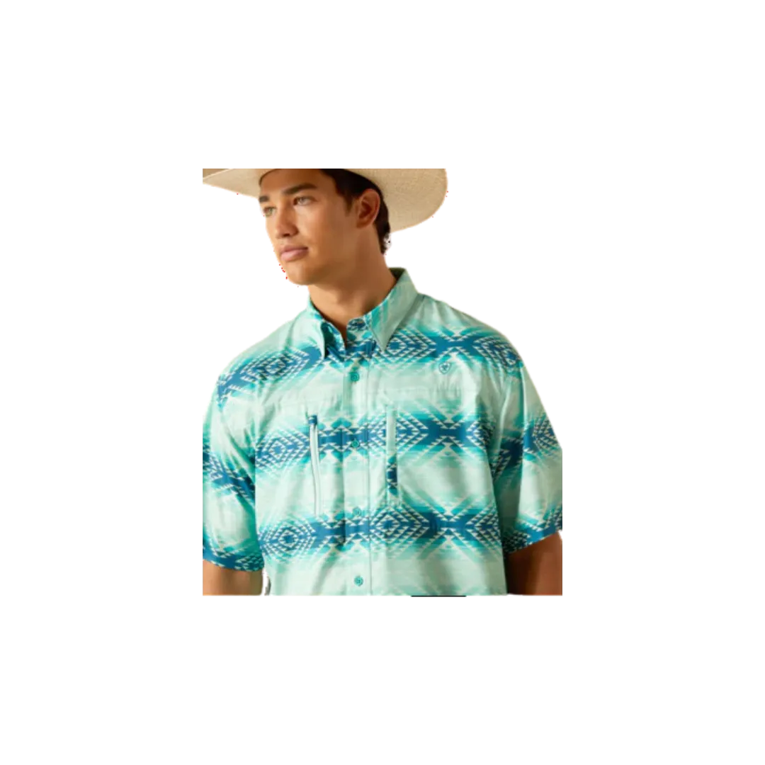 Ariat Men's Venttek Classic Fit Button Down Collar Aqua Shirt