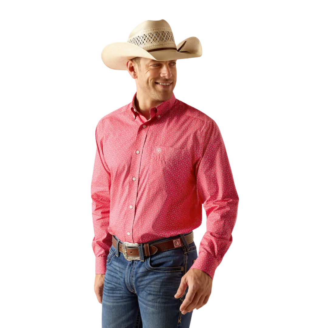 Ariat Men's Wrinkle Free Brennan Classic Fit Pink Shirt