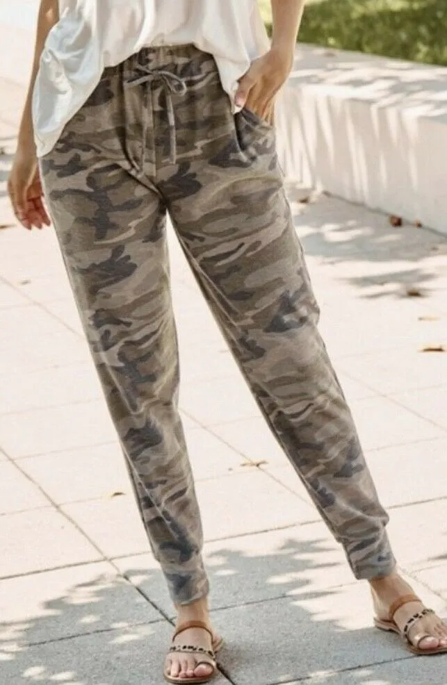 Army Camo French Terry Casual Jogger Casual Lounge Pants Womens