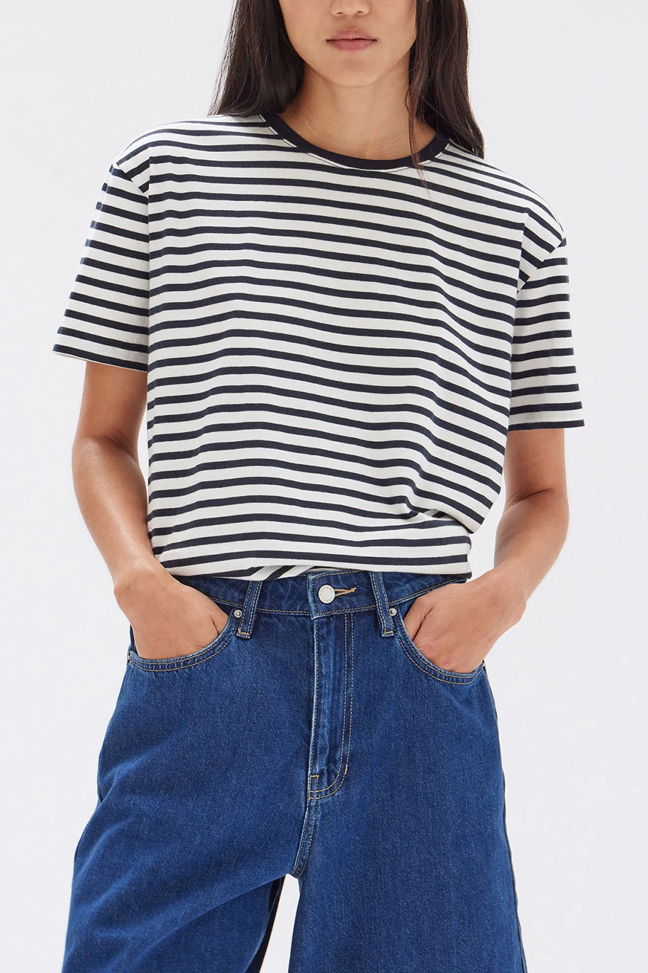 Assembly Label - Harbour Stripe Short Sleeve Tee - Navy/White