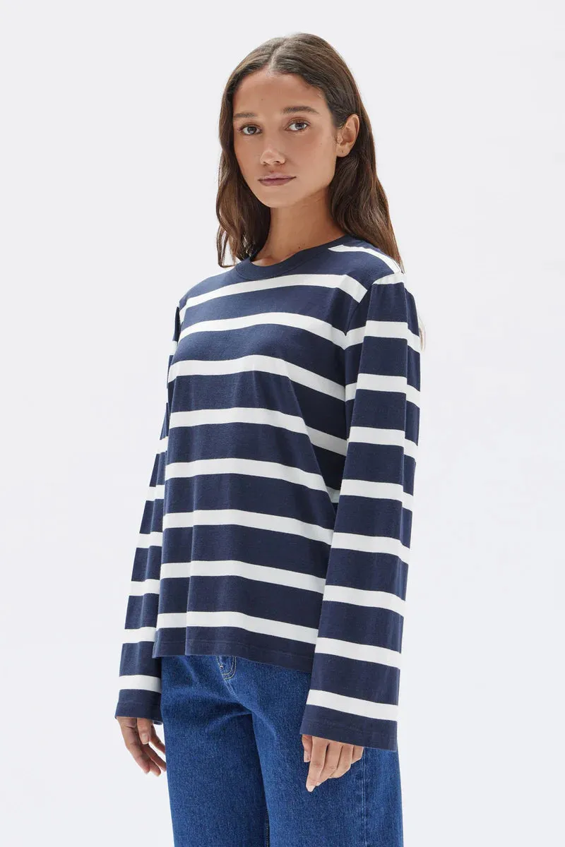 Assembly Label - Tyler Stripe Long Sleeve Tee - Navy/Antique White