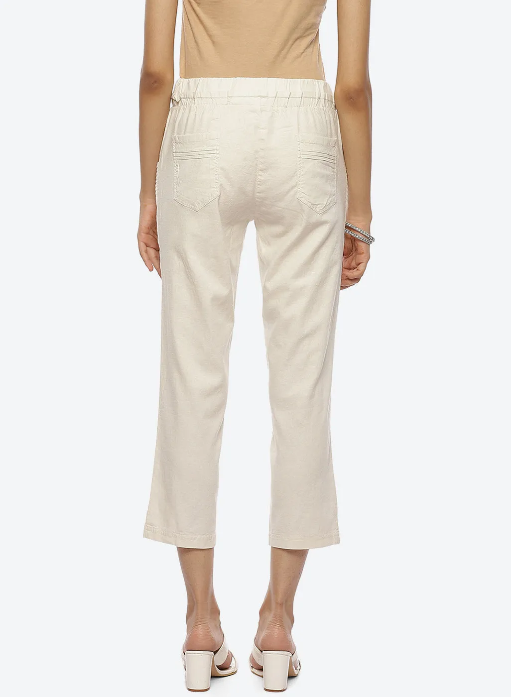 Ayeza White Classic Fit Pants for Women