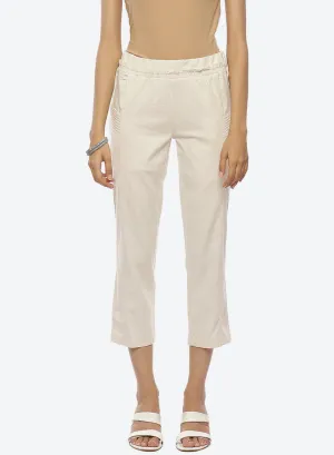 Ayeza White Classic Fit Pants for Women