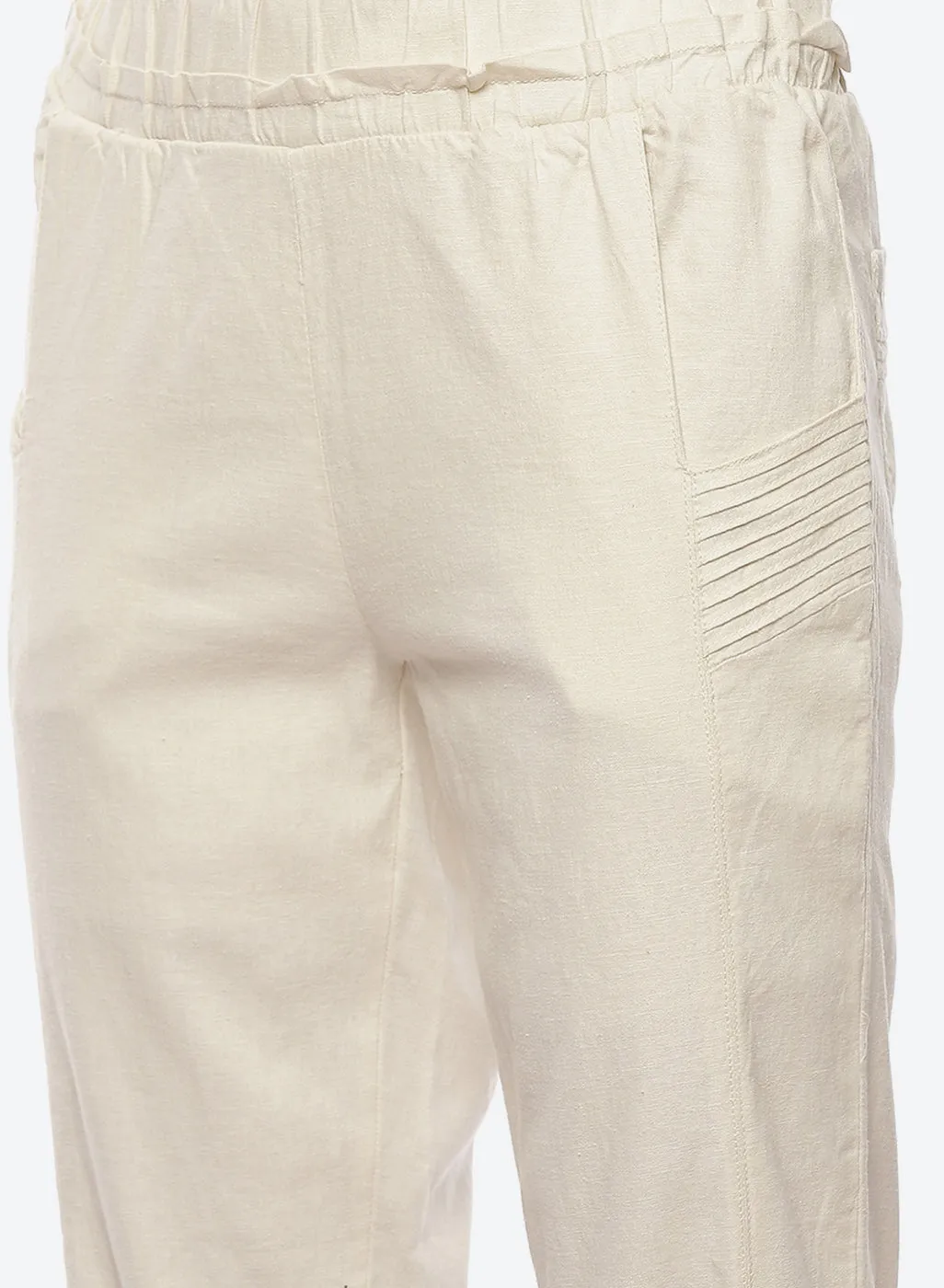 Ayeza White Classic Fit Pants for Women