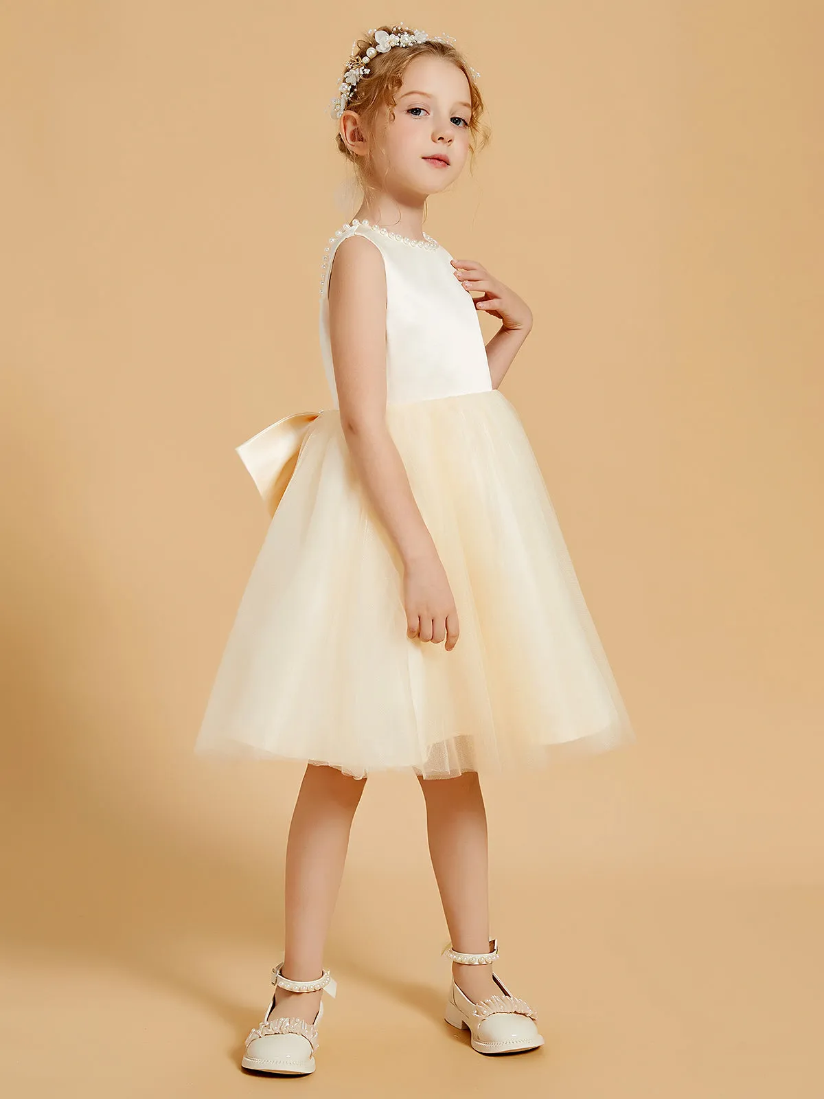 Beaded Elegant Flower Girl Dresses with Open Back