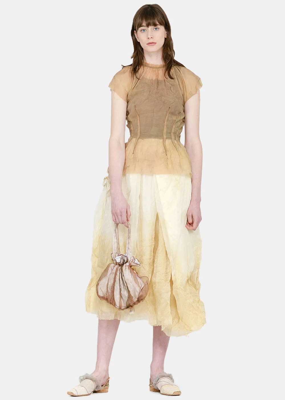 Beige Hand-Dyed High-Waisted Skirt