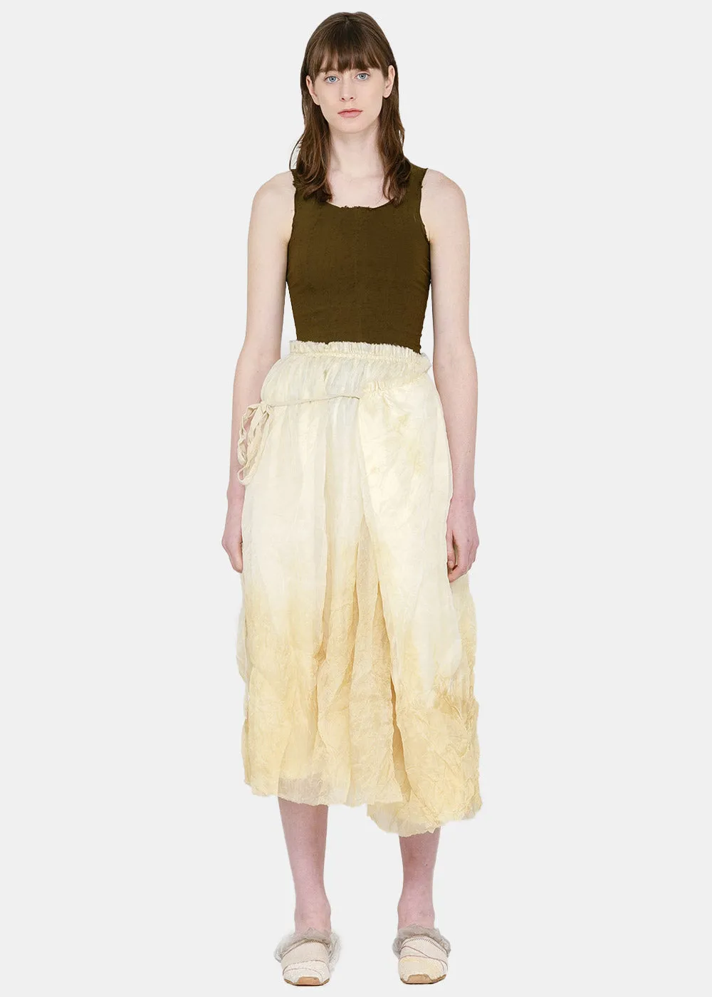 Beige Hand-Dyed High-Waisted Skirt