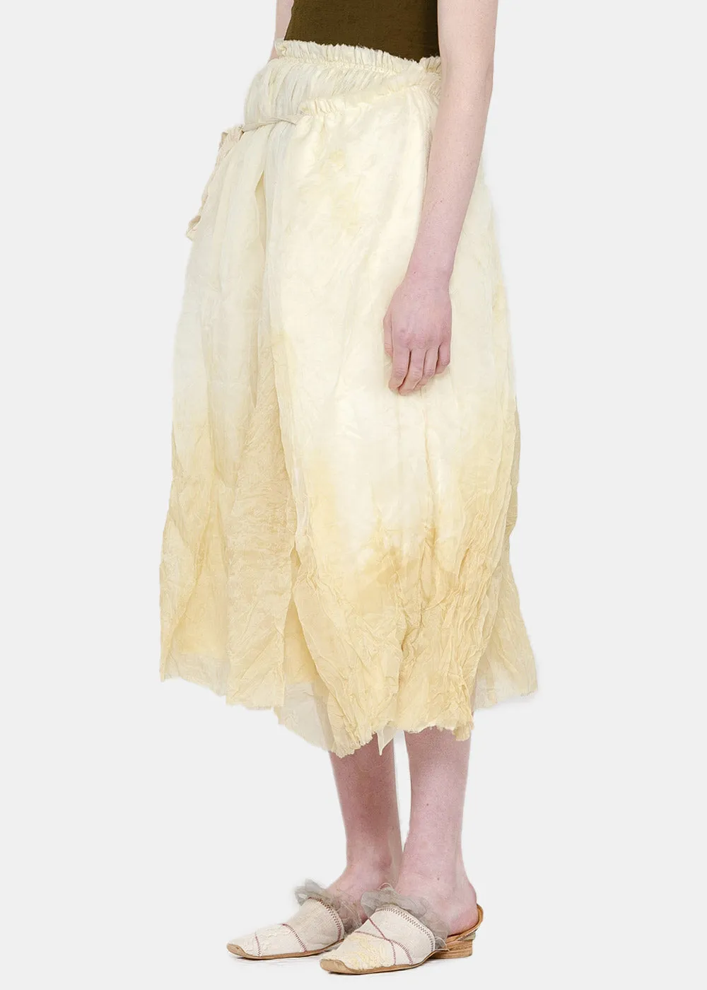 Beige Hand-Dyed High-Waisted Skirt