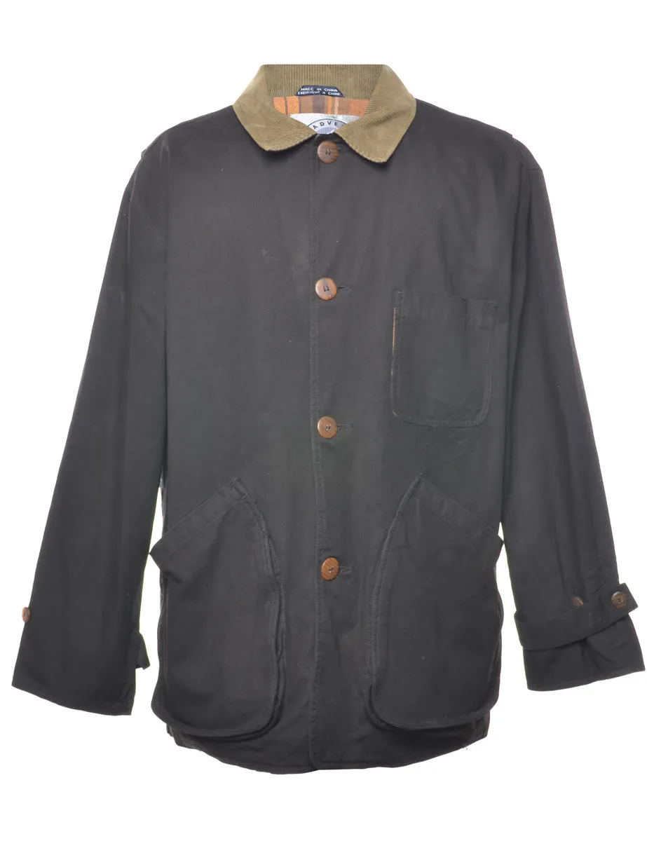 Black & Olive Green Collar Workwear Jacket - L