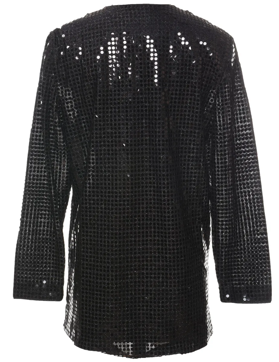 Black Sequined Evening Jacket  - M