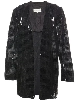 Black Sequined Evening Jacket  - M