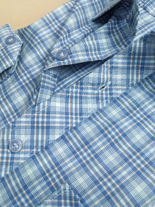 Blue Checks Formal Dress Shirt For Men MFS88