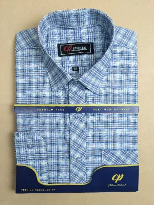 Blue Checks Formal Dress Shirt For Men MFS88