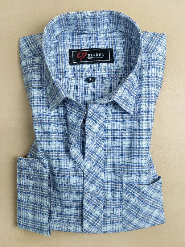 Blue Checks Formal Dress Shirt For Men MFS88