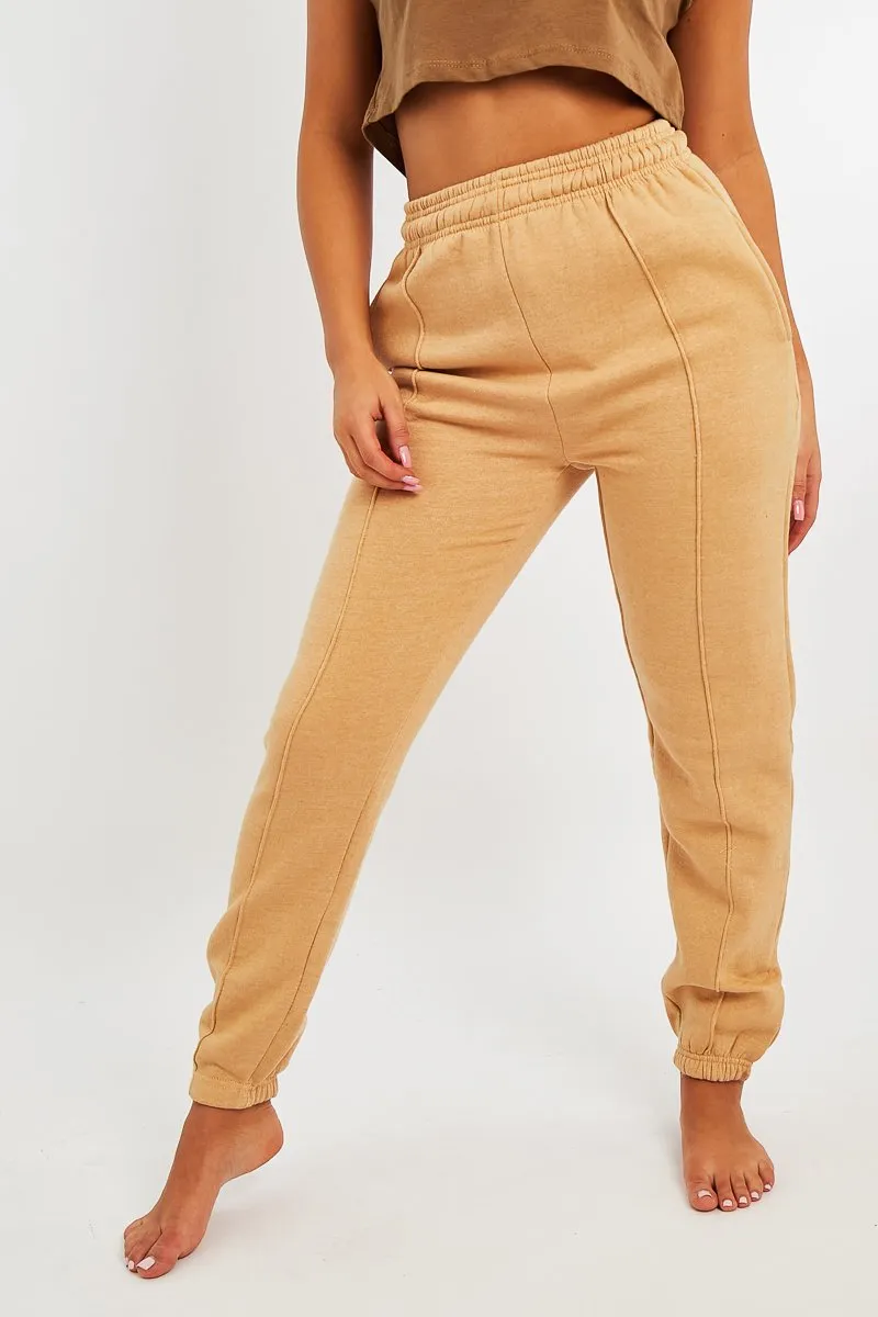 Camel Front Piping Joggers - Jordyn