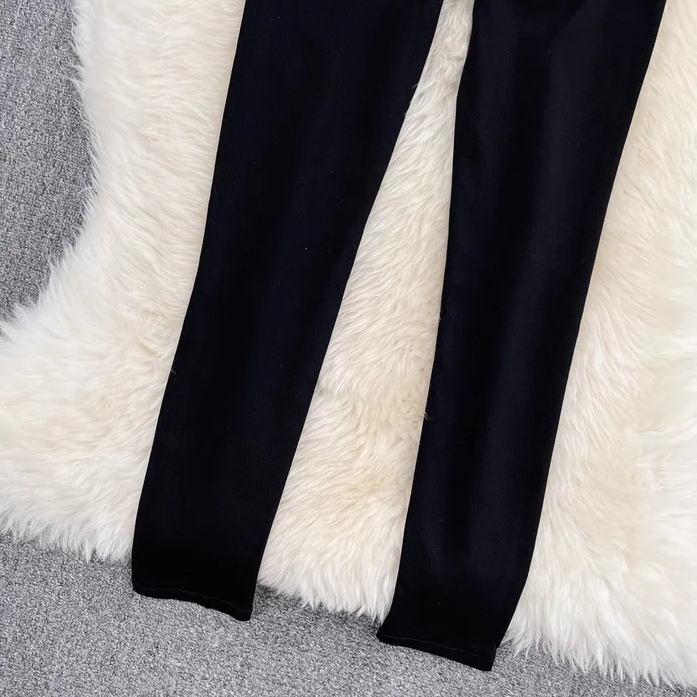 Casual diamond trousers pants black pants for women   S4183