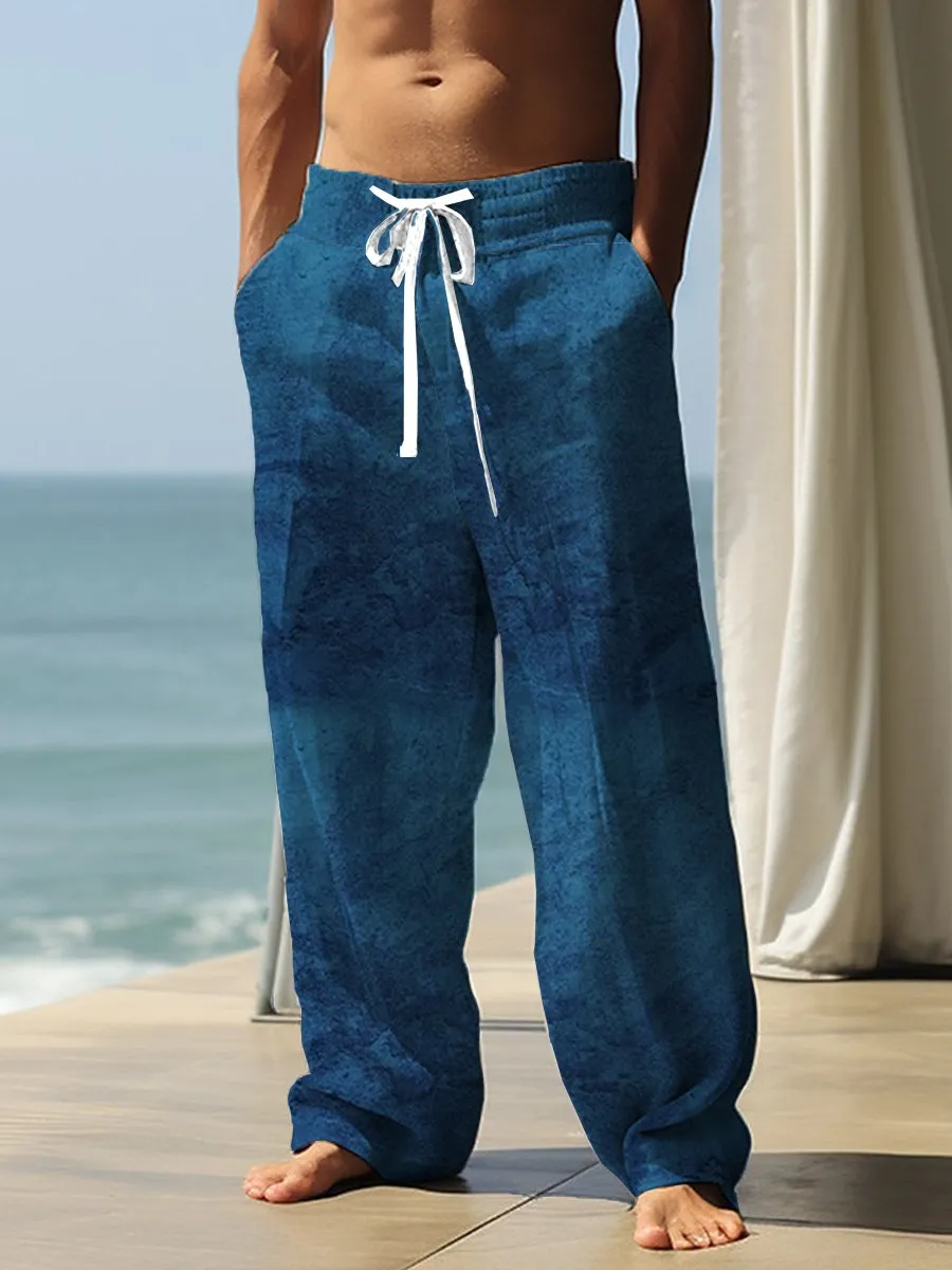 Casual Pants Blue Texture Print Pants