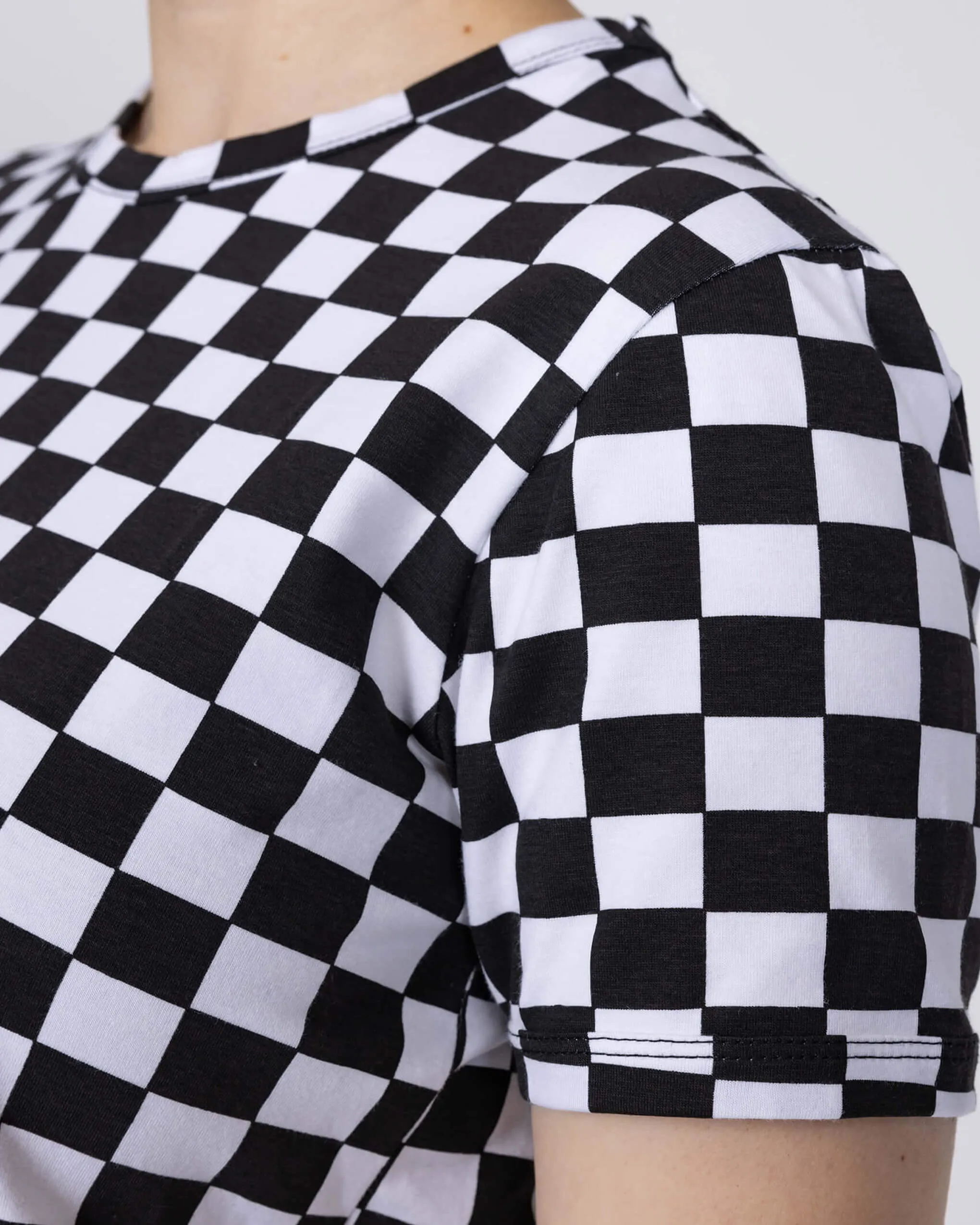 Checkerboard Short Sleeve Crop Tee