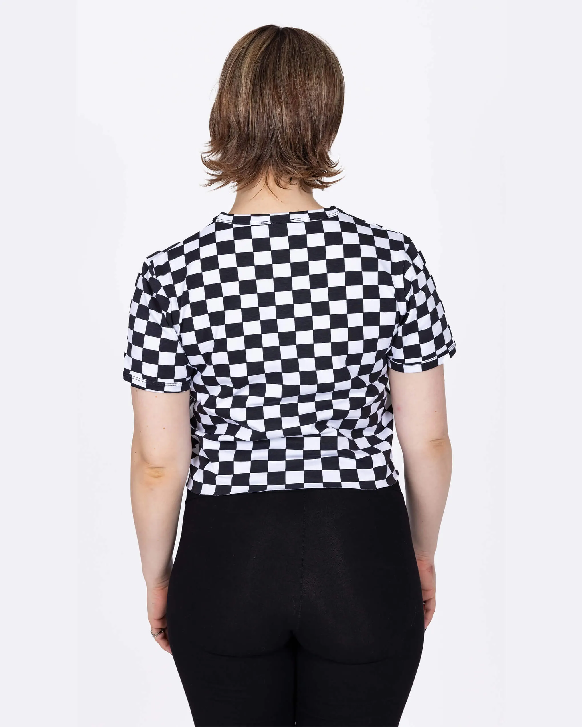 Checkerboard Short Sleeve Crop Tee