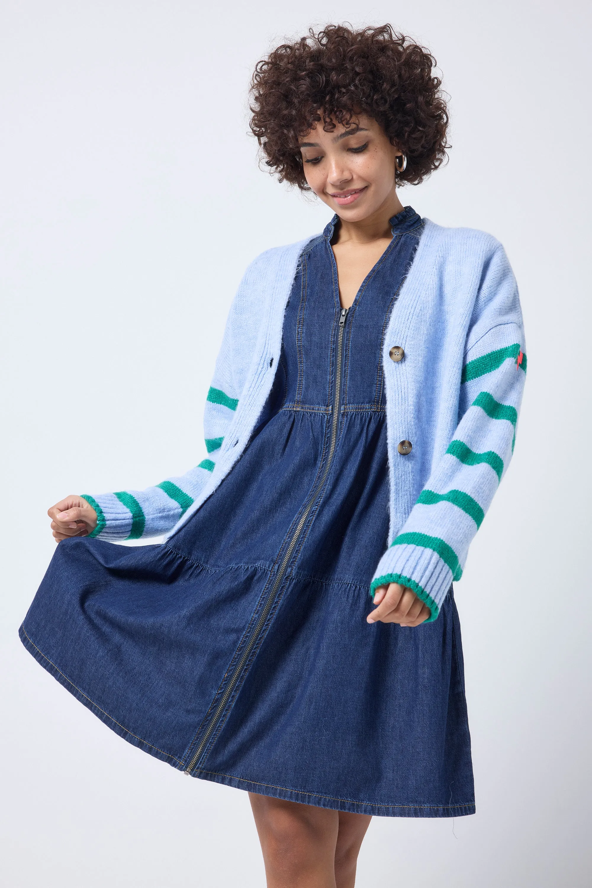 COMING SOON: Light Blue and Green Stripe Cardigan