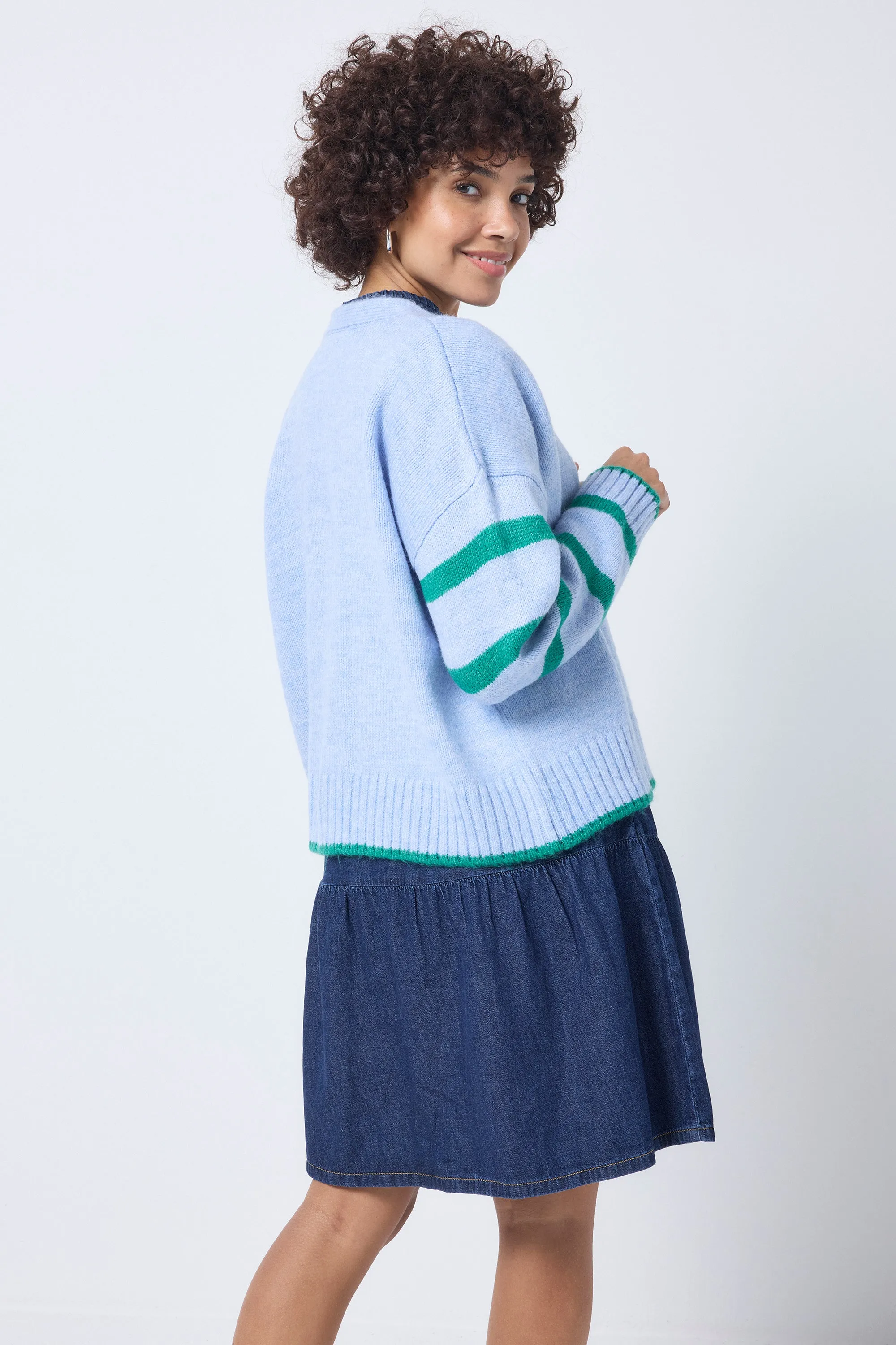 COMING SOON: Light Blue and Green Stripe Cardigan