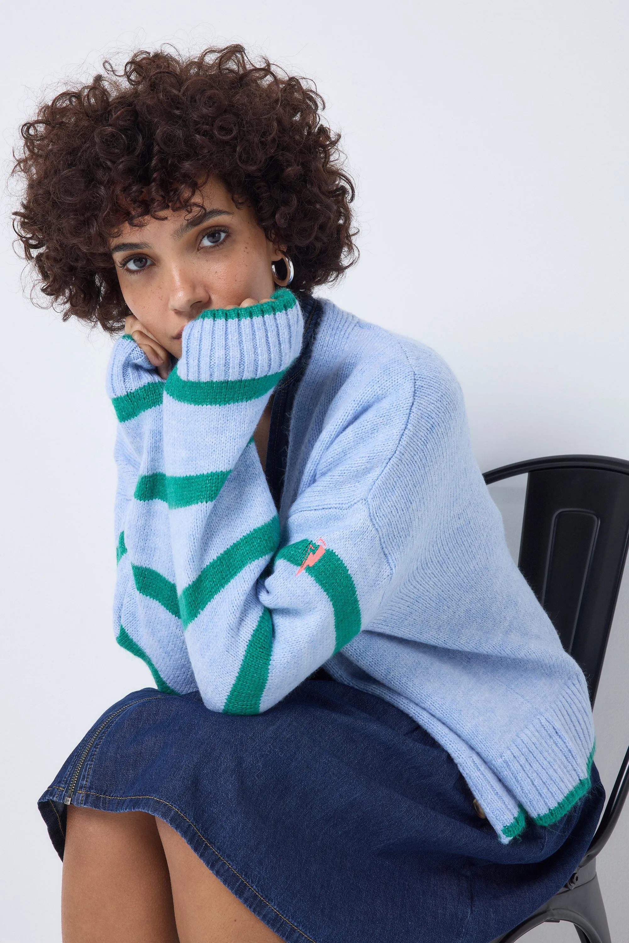 COMING SOON: Light Blue and Green Stripe Cardigan