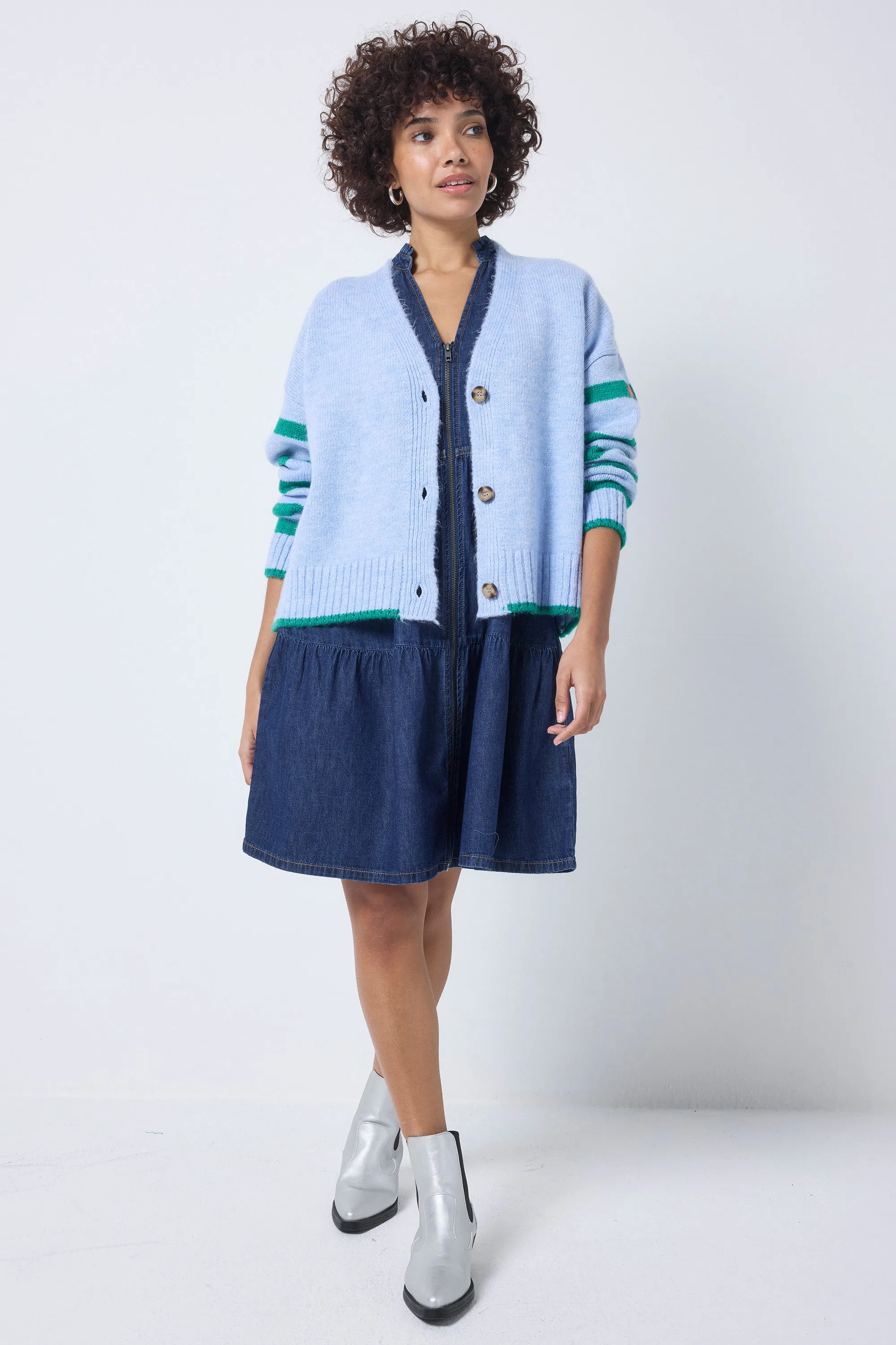 COMING SOON: Light Blue and Green Stripe Cardigan