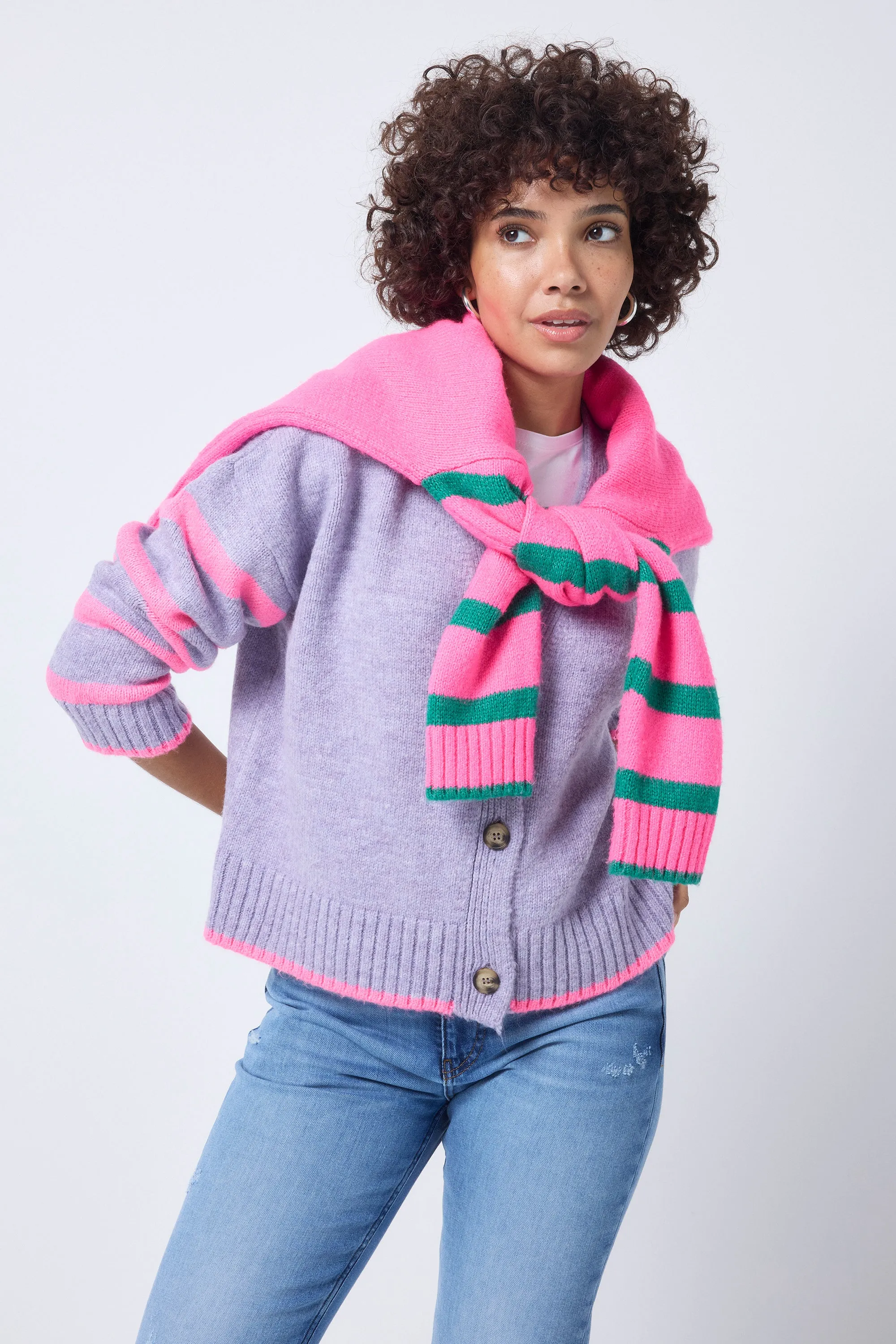 COMING SOON: Lilac and Neon Pink Stripe Cardigan