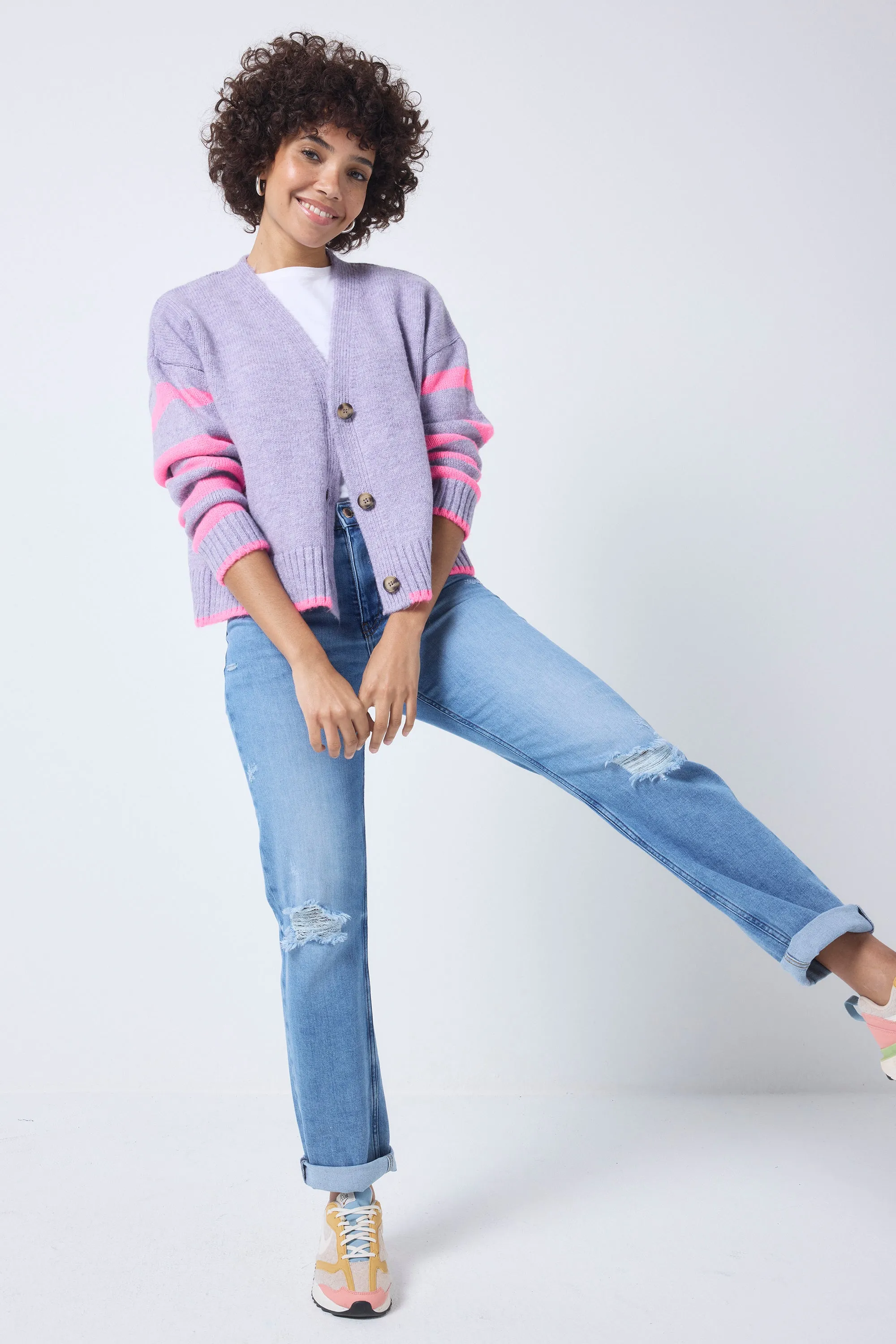 COMING SOON: Lilac and Neon Pink Stripe Cardigan