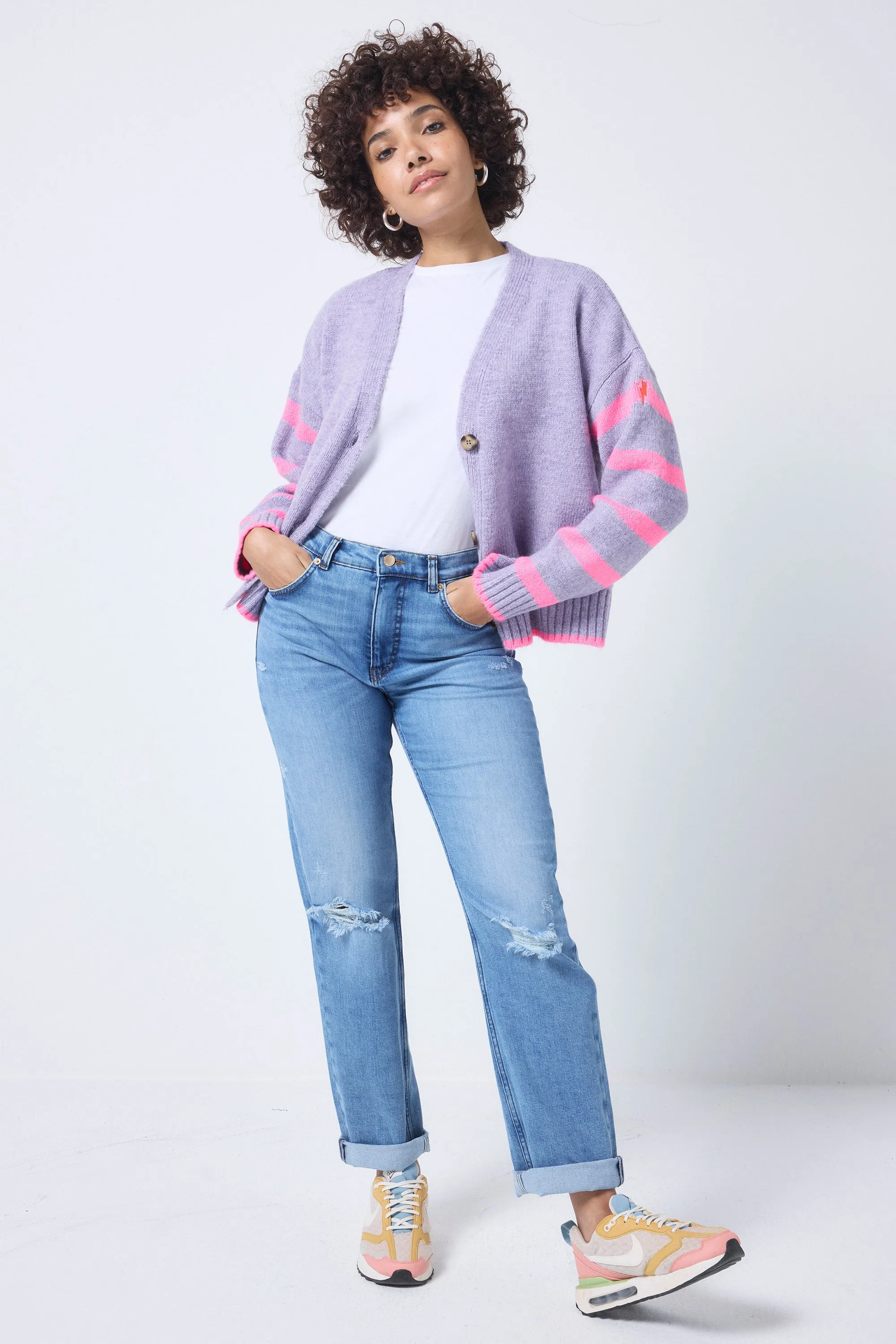 COMING SOON: Lilac and Neon Pink Stripe Cardigan