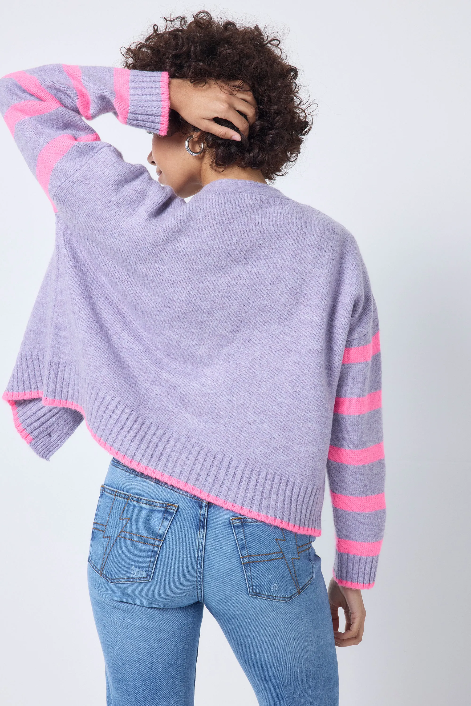 COMING SOON: Lilac and Neon Pink Stripe Cardigan