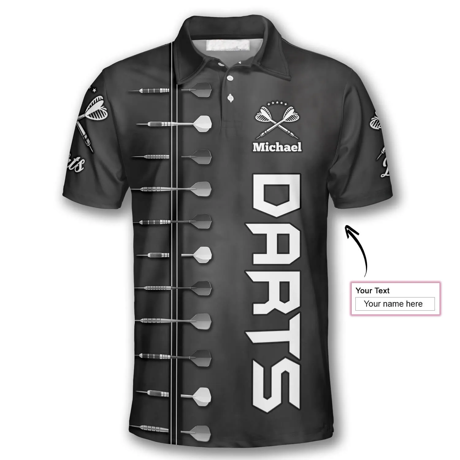 Darts Personalized 3D Black Custom Darts Shirts for Men, Best Shirt for Dart Player