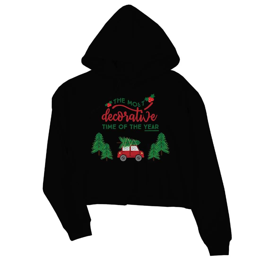 Decorative Christmas Time Crop Hoodie