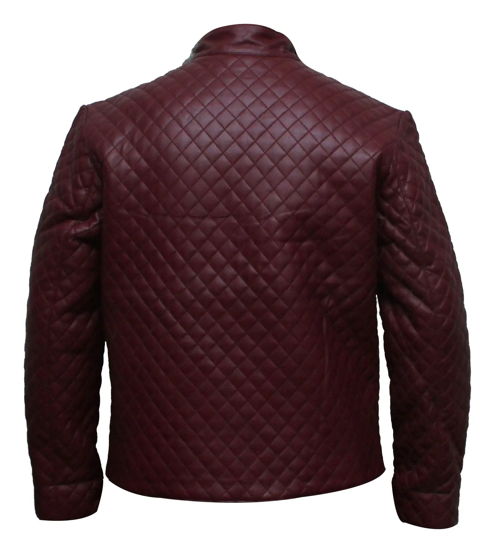 Diamond Classic Quilted Leather Jacket - Maroon