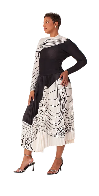 Diana Knit Printed Top and Pleated Skirt Set