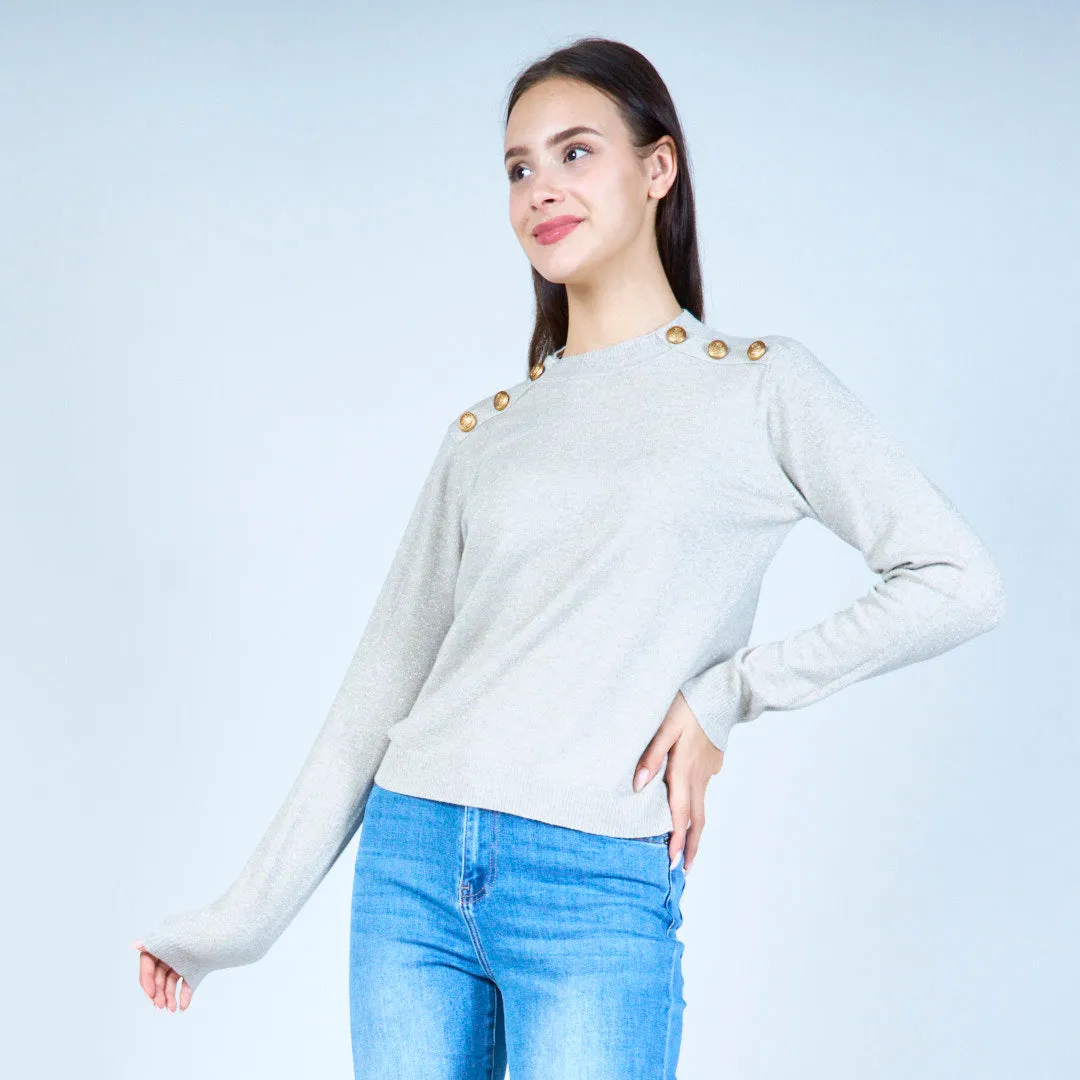 Elegant shoulder-button sweater wholesale