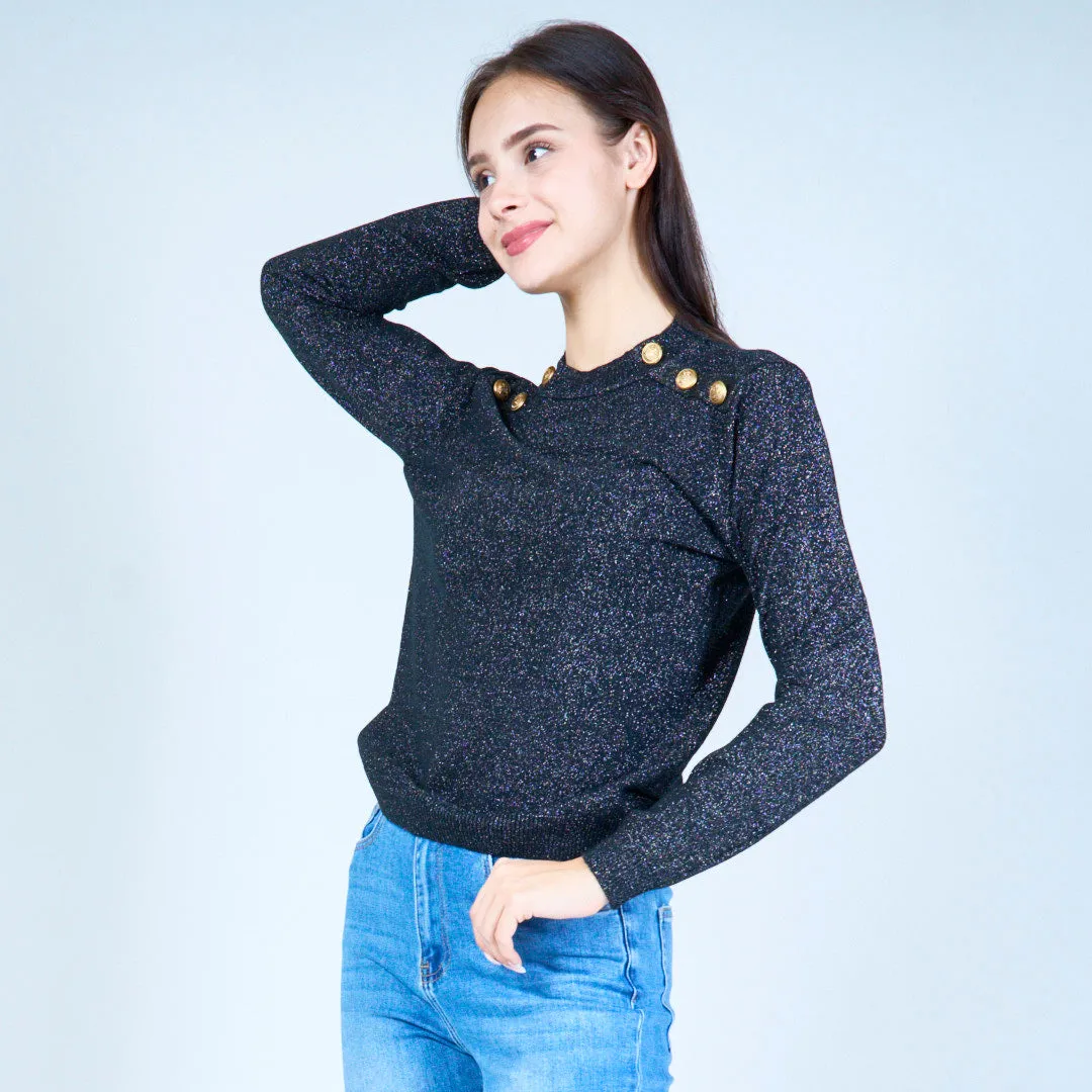 Elegant shoulder-button sweater wholesale