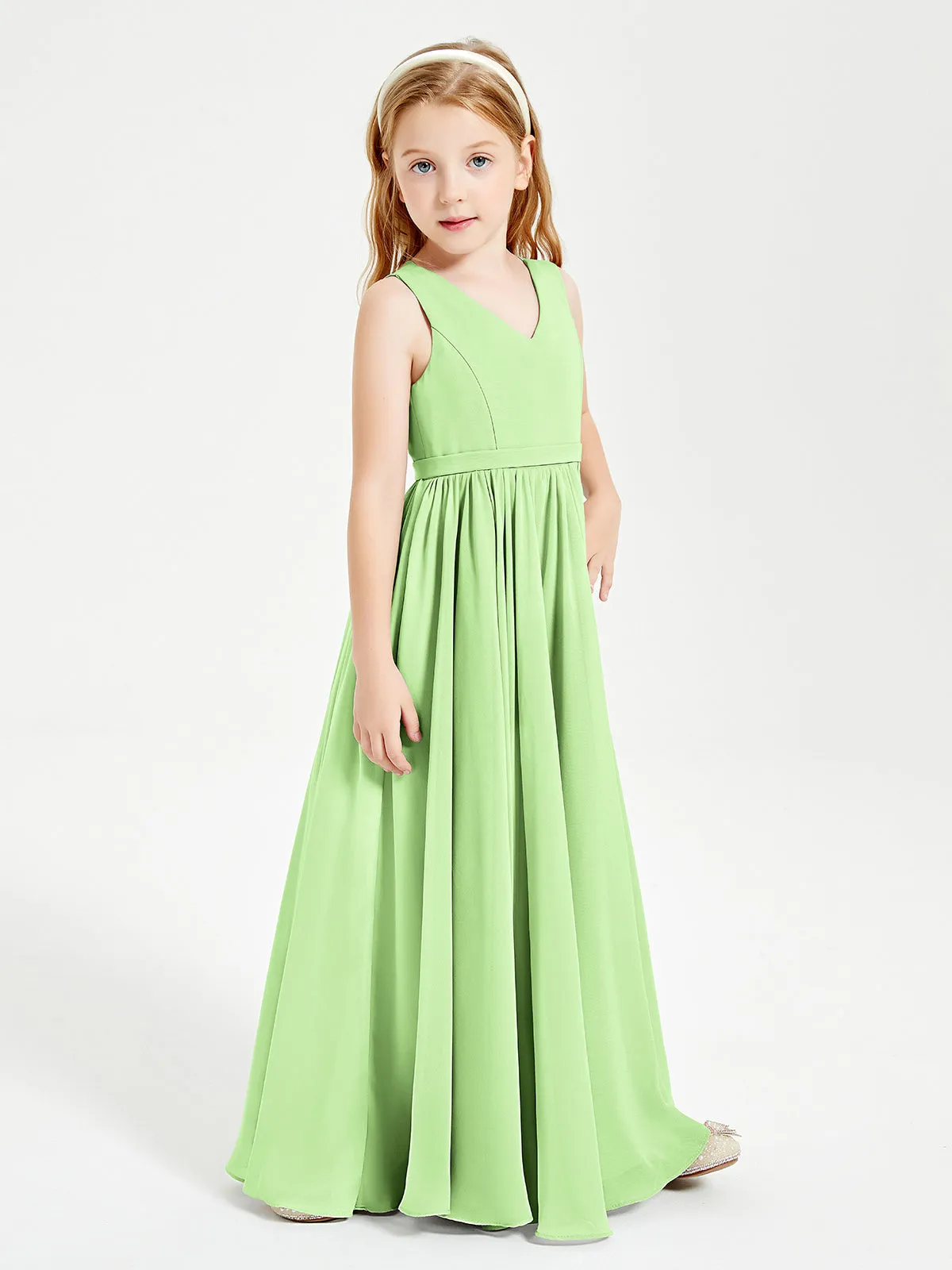 Elegant Sleeveless Junior Bridesmaid Dresses Sage