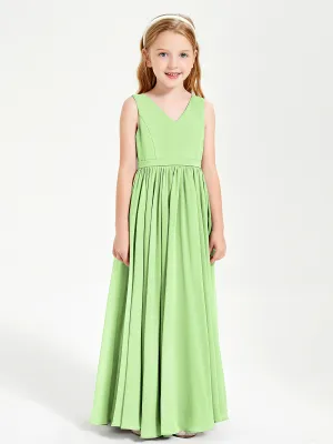 Elegant Sleeveless Junior Bridesmaid Dresses Sage