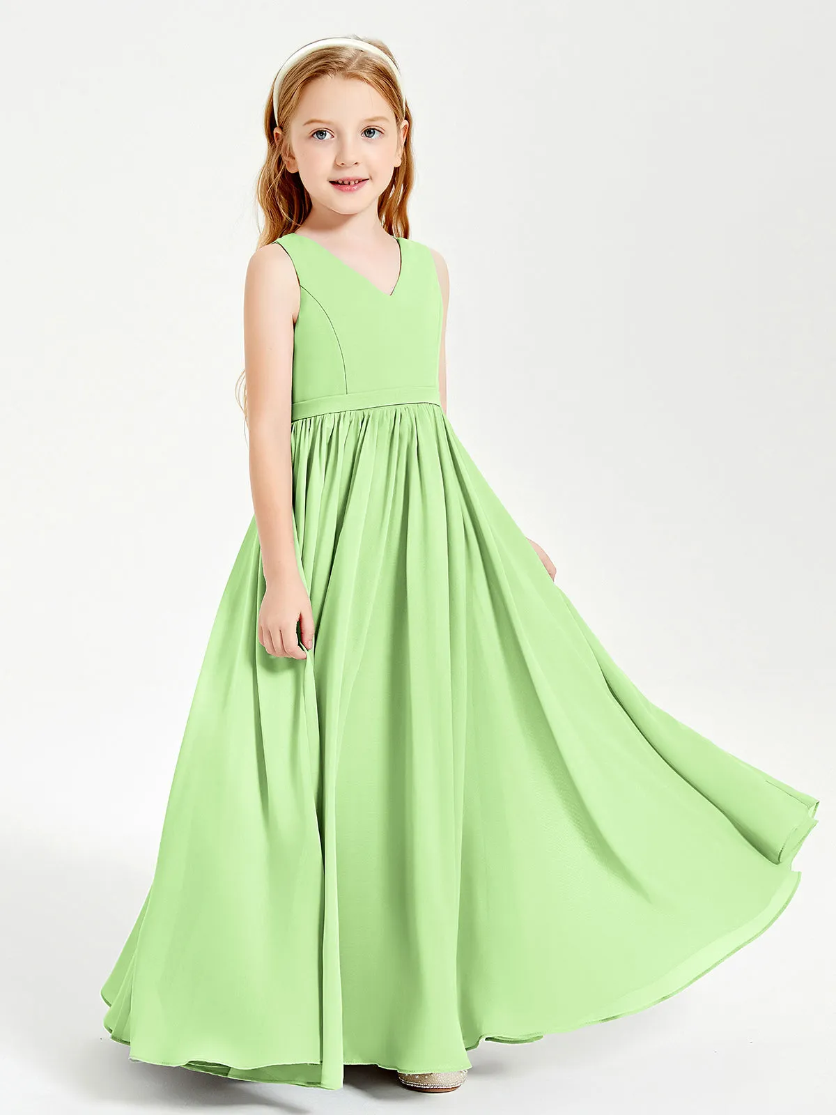 Elegant Sleeveless Junior Bridesmaid Dresses Sage